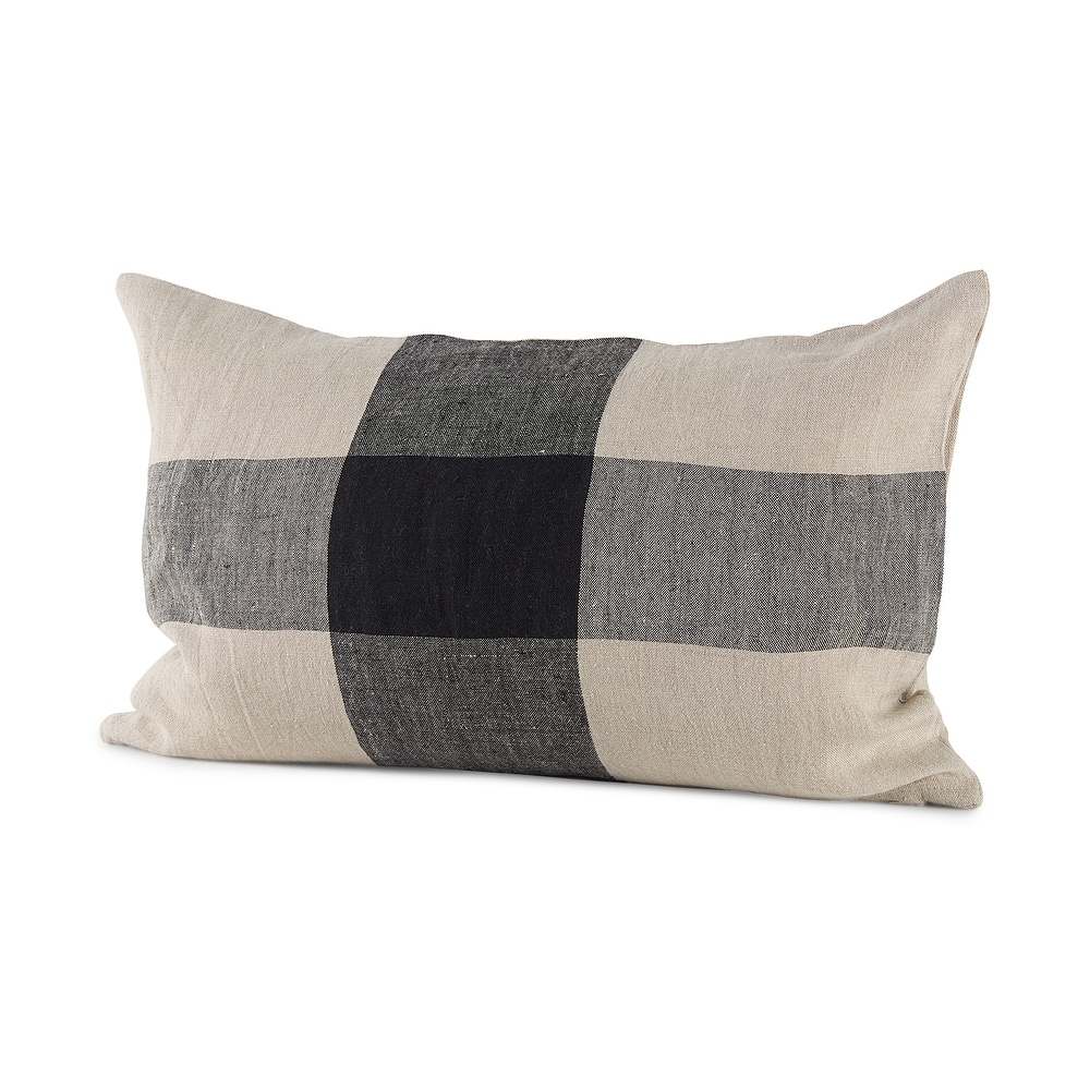 Multi 16 x 24 Saro Lifestyle Lucca Collection Boho Stripe Throw Pillow with Down Filling 